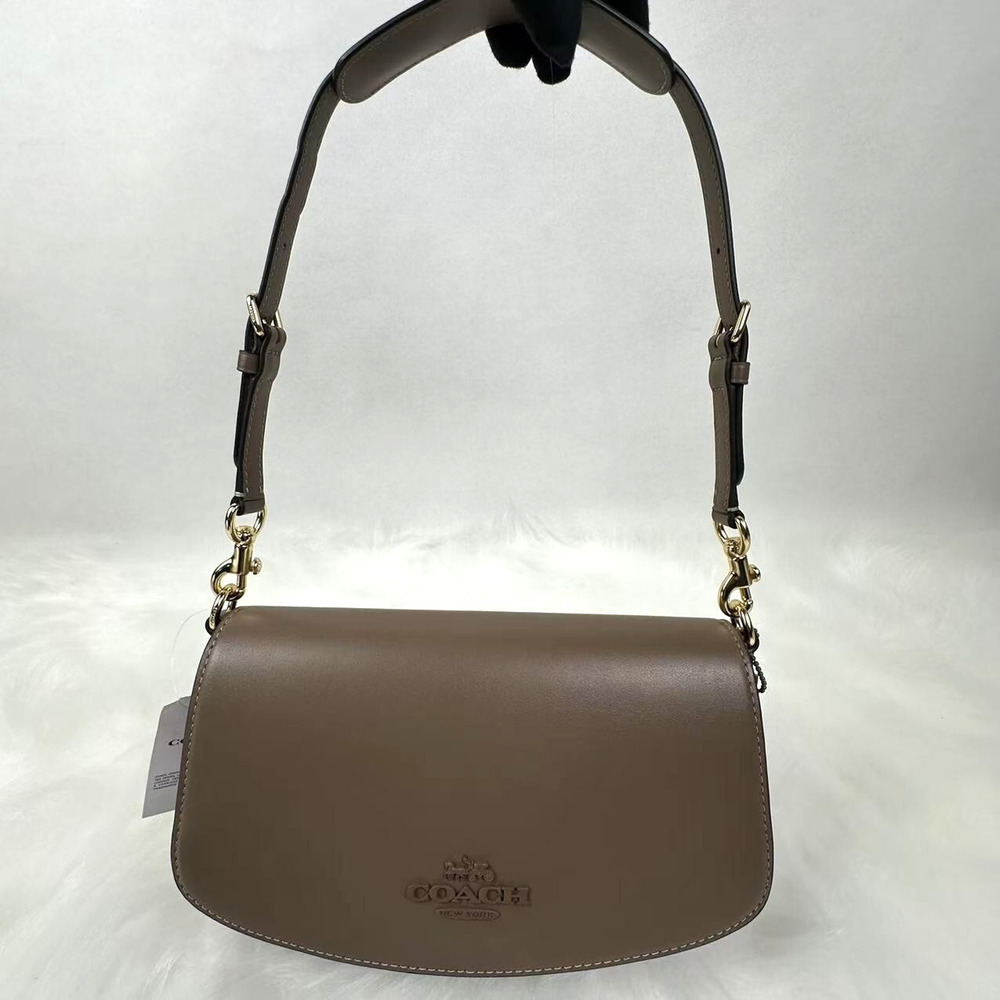 COACH Andrea Shoulder Bag In Smooth Leather/Gold/Dark Stone CT768 NWT